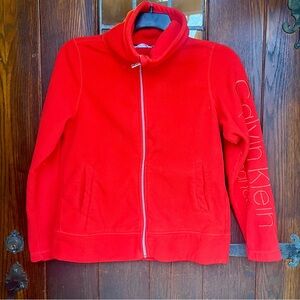 Calvin Klein Performance Full-Zip Fleece Hoodie - Vibrant Red
